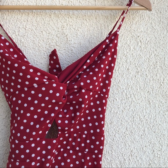 SHEIN Midi Tie Back Twist Cut Out Polka Dot Dress - Picture 7 of 7